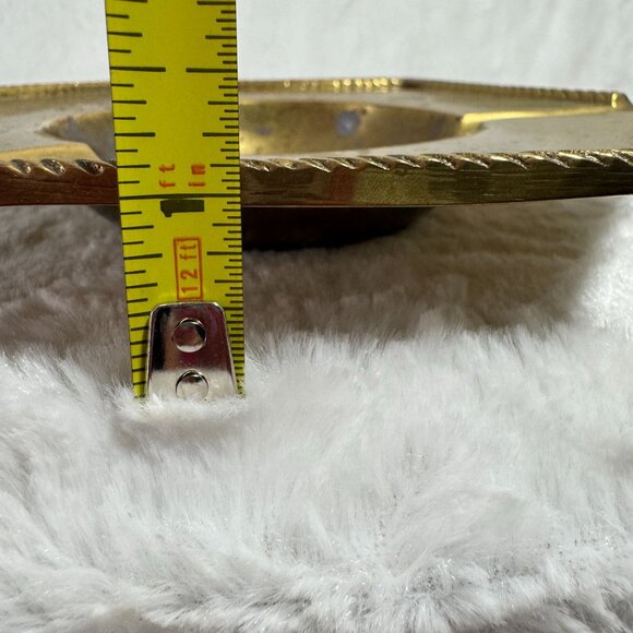 Vintage Hexagonal Brass Ashtray From India Rope design Mid-Century Modern - Picture 8 of 9